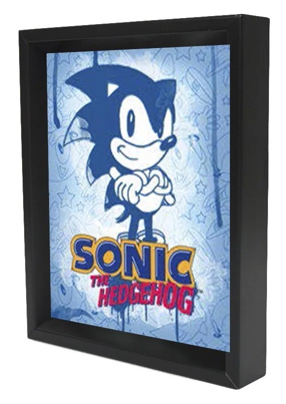 Sonic the Hedgehog - Sonic Spray Paint Blue (8"x10" Lenticular Shadow Box)