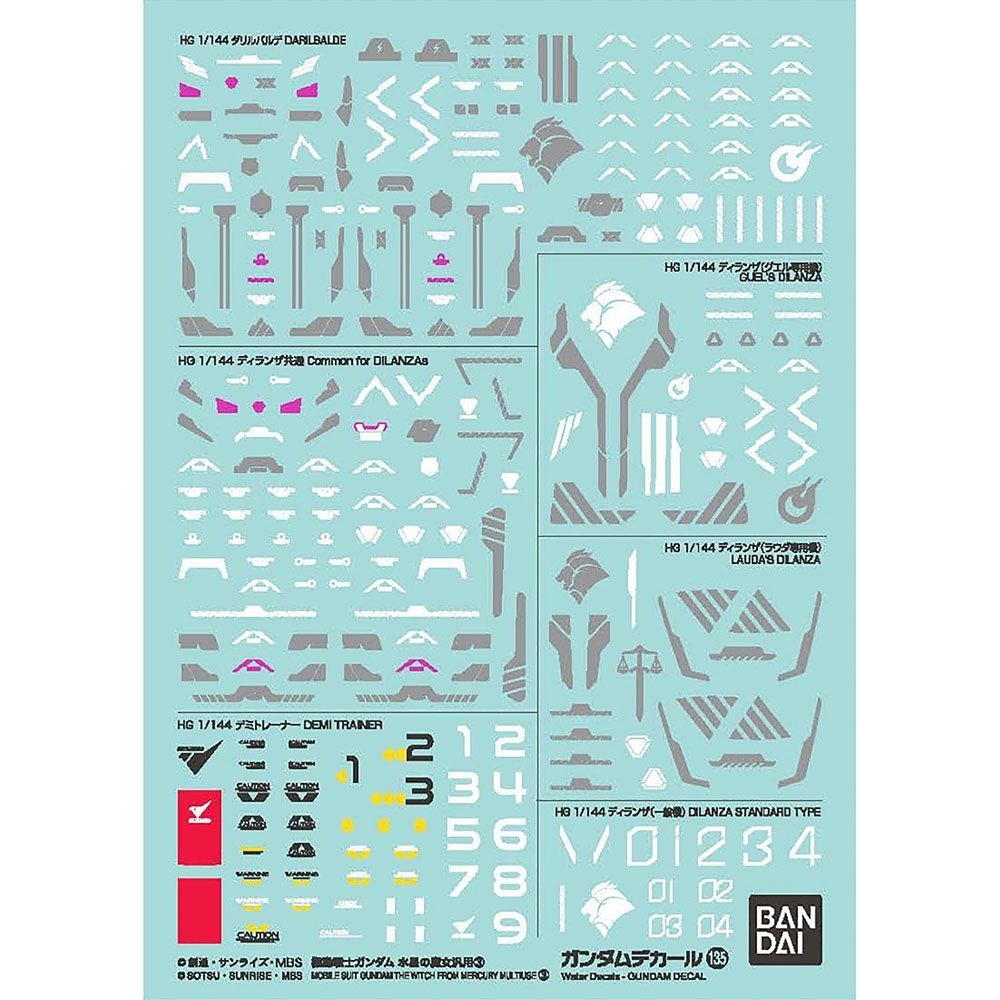 GD-135 Mobile Suit Gundam The Witch From Mercury Multiuse 3 "Mobile Suit Gundam The Witch From Mercury", Bandai Hobby Decal (Gundam Model Decal)
