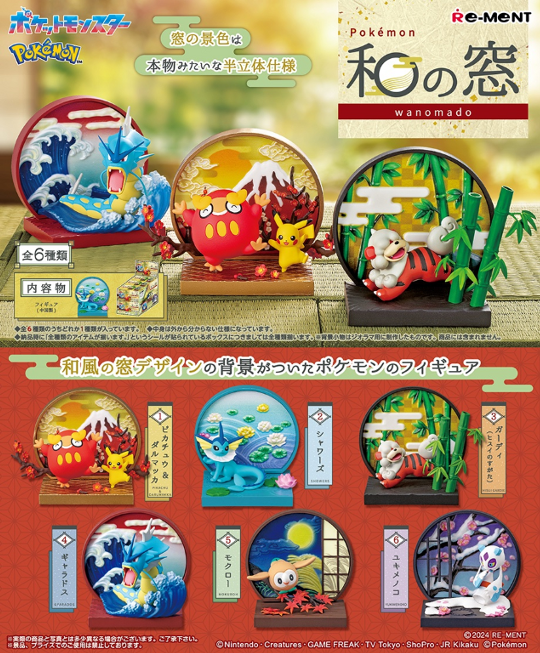 Re-Ment: Pokemon - Japanese Style Windows [Wanomado] (Box of 6) (1224)